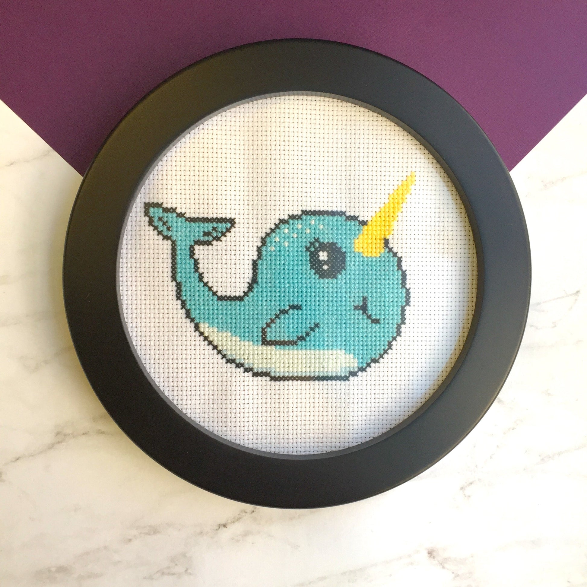 Narwhal Counted Cross Stitch DIY KIT Intermediate - Prismatic Fiber Arts