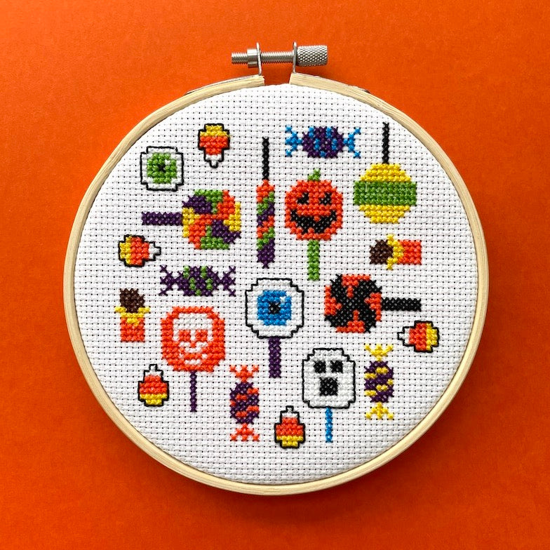 Gimme Candy Counted Cross Stitch DIY KIT - Prismatic Fiber Arts