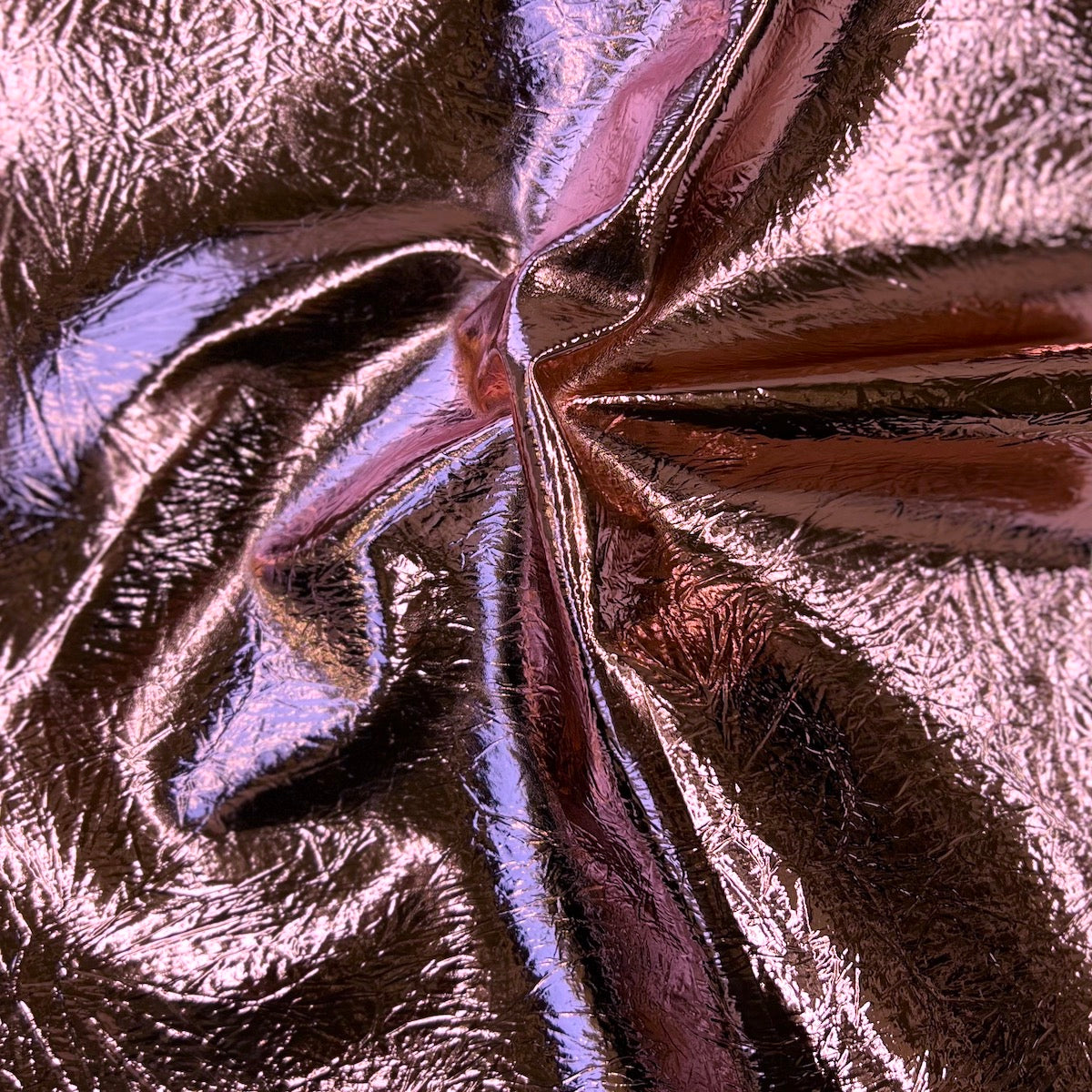 Crushed Distressed Foil Chrome Mirror Reflective Vinyl Fabric - Prismatic Fiber Arts