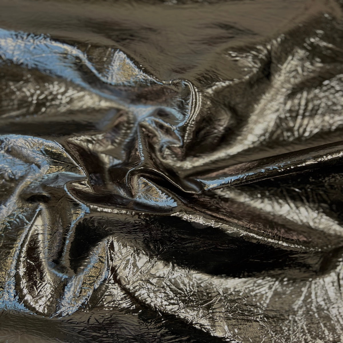 Crushed Distressed Foil Chrome Mirror Reflective Vinyl Fabric - Prismatic Fiber Arts