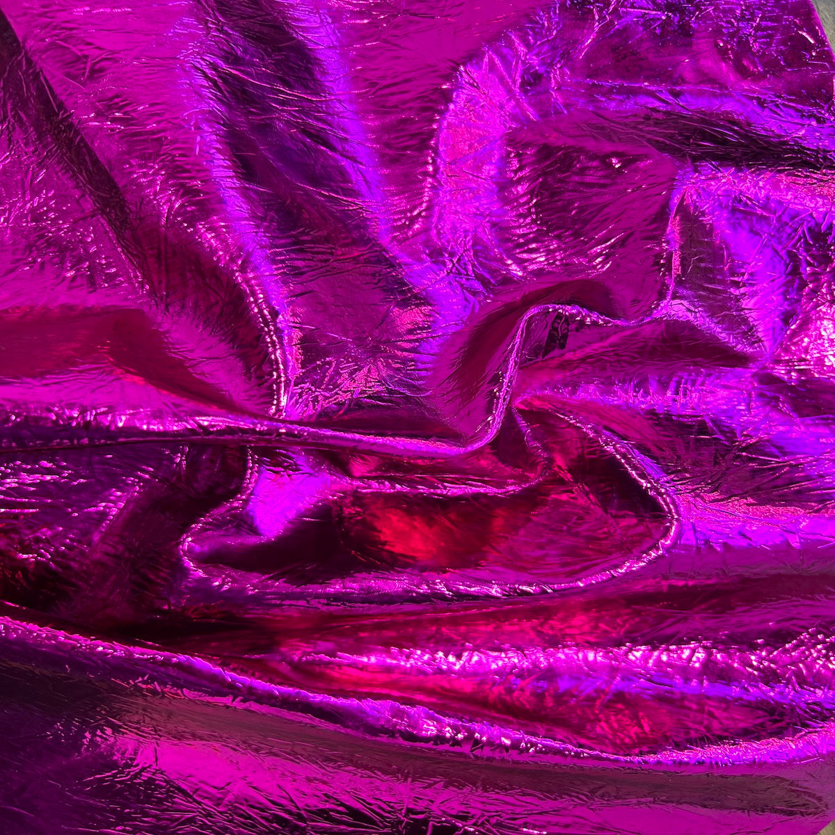 Crushed Distressed Foil Chrome Mirror Reflective Vinyl Fabric - Prismatic Fiber Arts