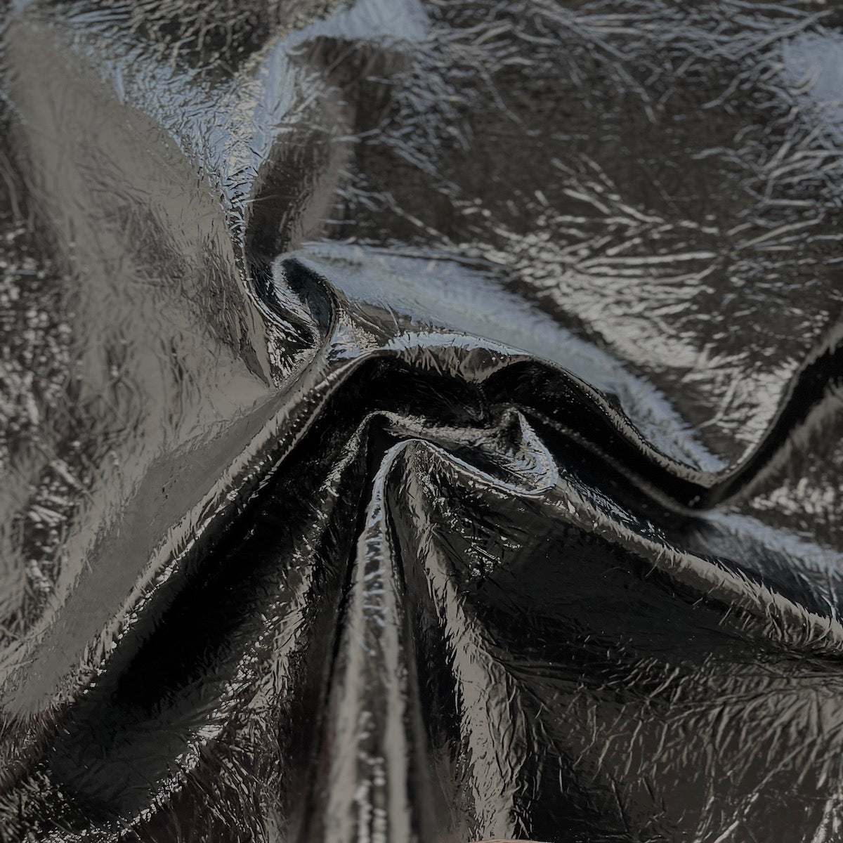 Crushed Distressed Foil Chrome Mirror Reflective Vinyl Fabric - Prismatic Fiber Arts