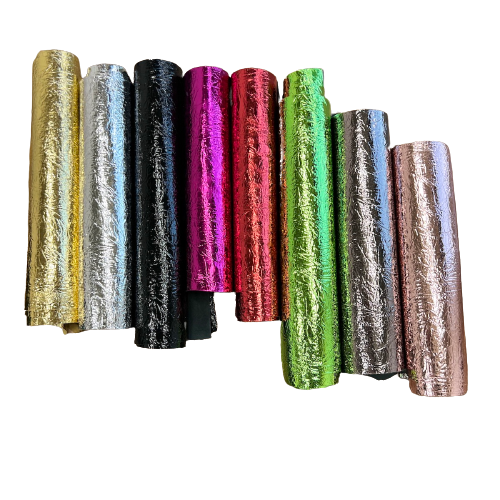 Crushed Distressed Foil Chrome Mirror Reflective Vinyl Fabric - Prismatic Fiber Arts