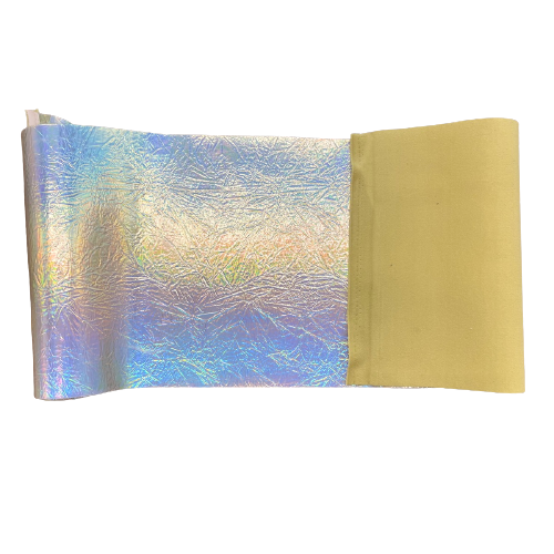 Crushed Distressed Foil Chrome Mirror Reflective Vinyl Fabric - Prismatic Fiber Arts