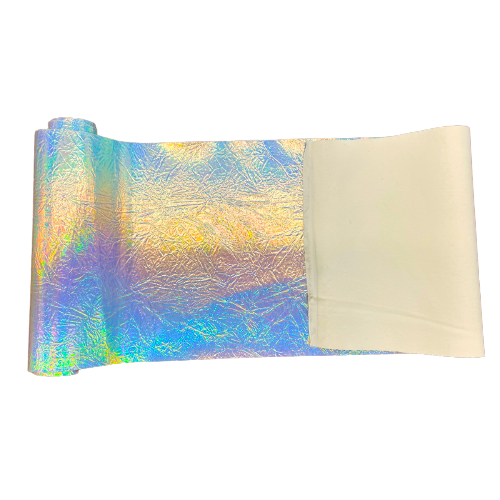 Crushed Distressed Foil Chrome Mirror Reflective Vinyl Fabric - Prismatic Fiber Arts