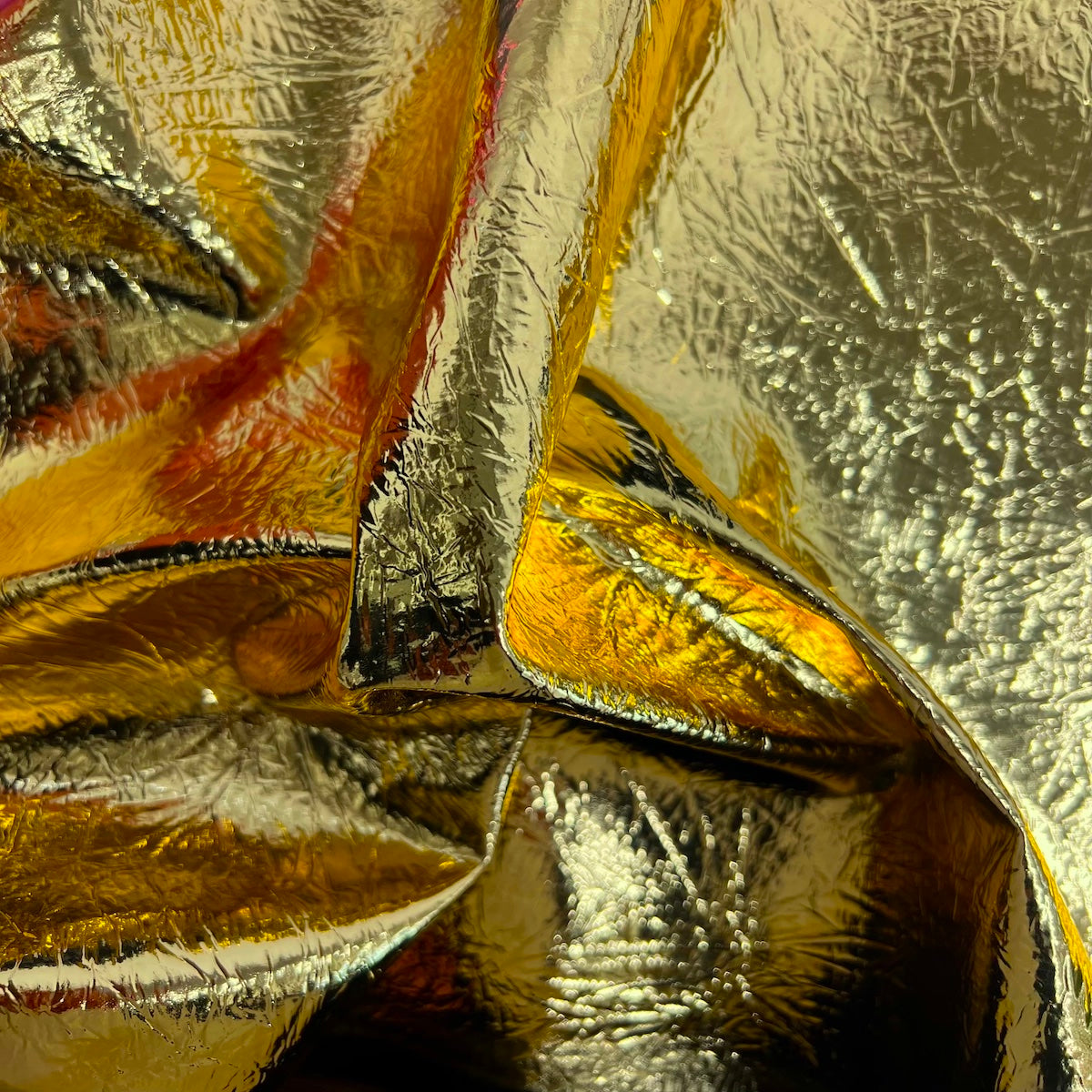 Crushed Distressed Foil Chrome Mirror Reflective Vinyl Fabric - Prismatic Fiber Arts