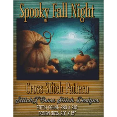 Spooky Fall Night Cross Stitch Pattern