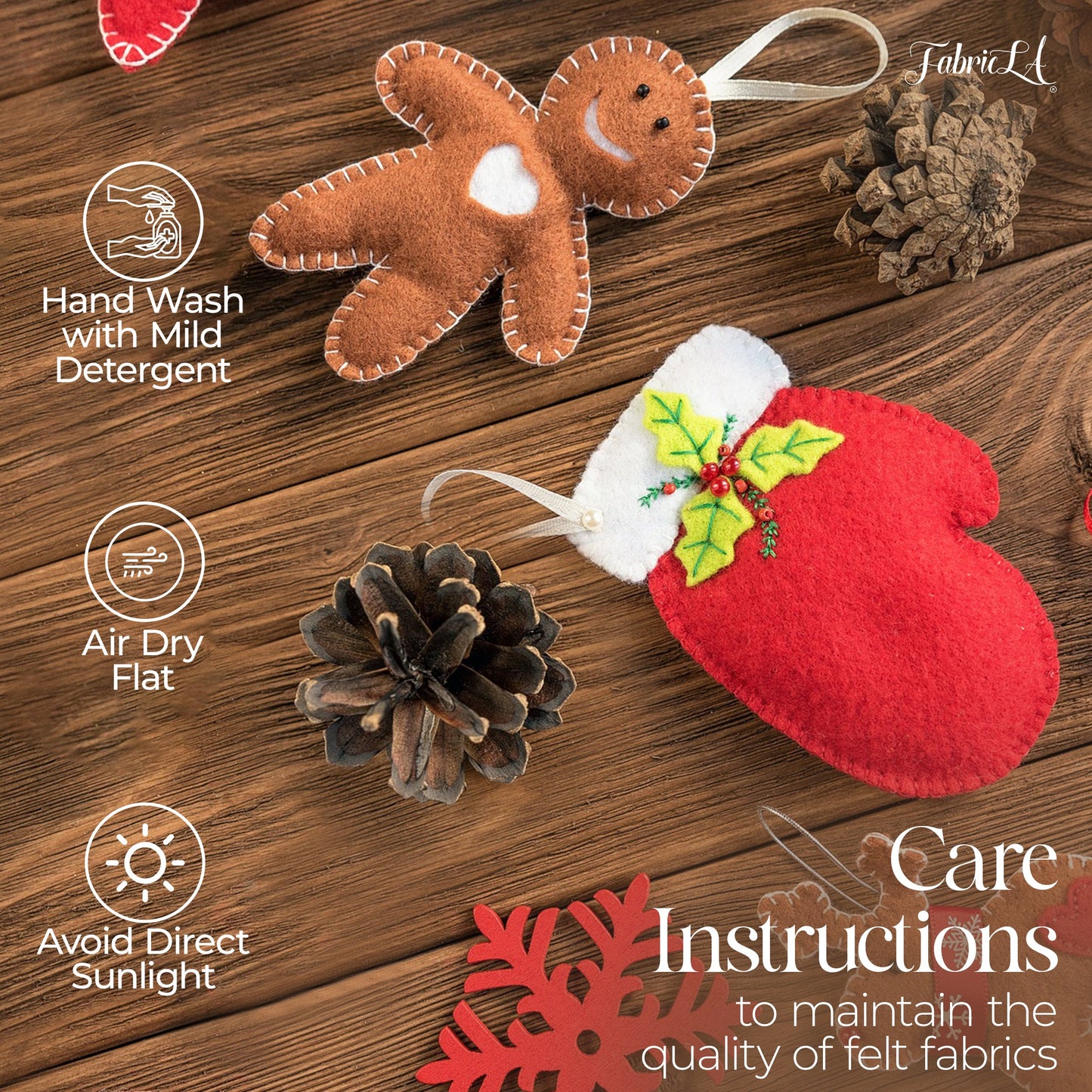 FabricLA Felt Fabric - 36"x36" Square Yard, 1.6mm Thick - Soft Craft Felt Material Pack