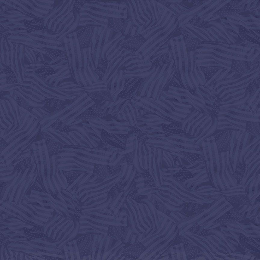 Indigo Wavy Tonal Flags Path to Freedom Cotton 44"/45" Fabric Per Yard - Prismatic Fiber Arts
