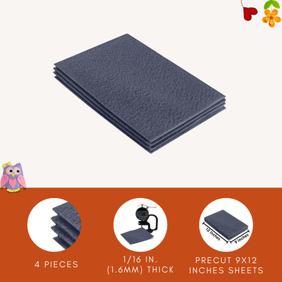 FabricLA Acrylic Felt 9"X12" Sheet Packs | Heather Grey - Prismatic Fiber Arts