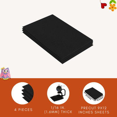 FabricLA Acrylic Felt 9"X12" Sheet Packs | Black - Prismatic Fiber Arts
