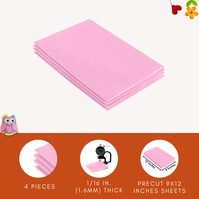FabricLA Acrylic Felt 9"X12" Sheet Packs | Baby Pink - Prismatic Fiber Arts