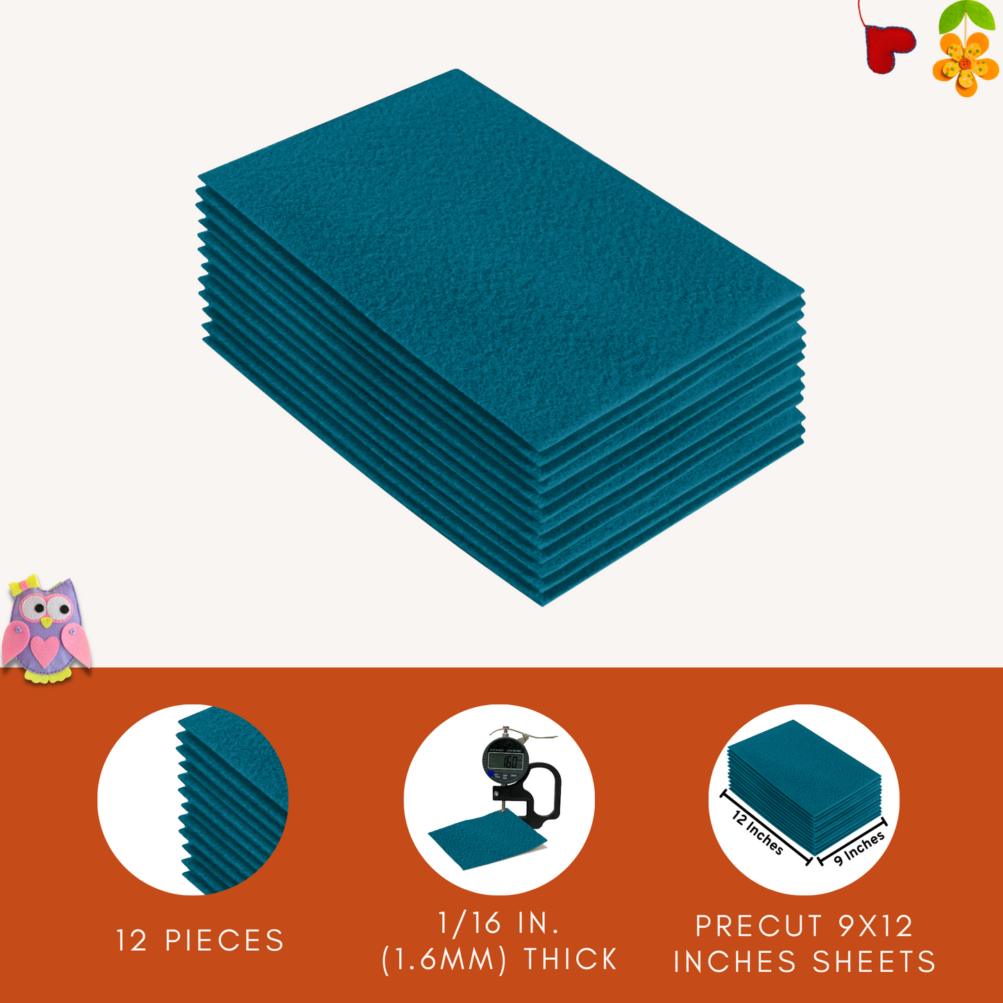 FabricLA Acrylic Felt 9"X12" Sheet Packs | Turquoise - Prismatic Fiber Arts