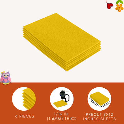 FabricLA Acrylic Felt 9"X12" Sheet Packs | Yellow - Prismatic Fiber Arts