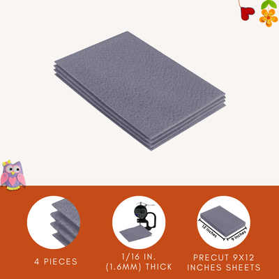 FabricLA Acrylic Felt 9"X12" Sheet Packs | Grey - Prismatic Fiber Arts