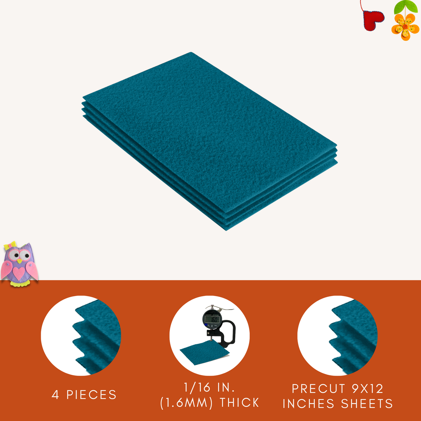 FabricLA Acrylic Felt 9"X12" Sheet Packs | Turquoise - Prismatic Fiber Arts