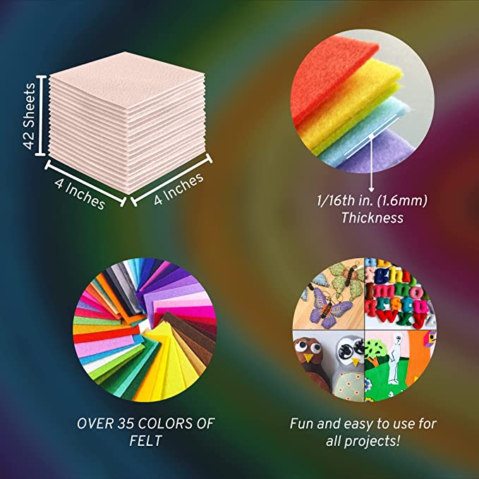 FabricLA Acrylic Felt Craft Sheet Packs – Ivory | Soft 100% Acrylic Felt Sheets for DIY & Crafts - Prismatic Fiber Arts
