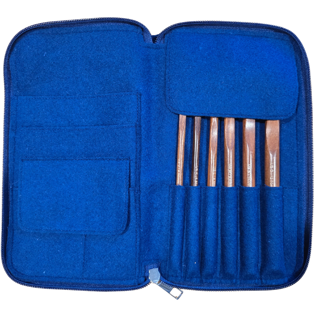 Crochet Hook Set | Rosewood | Sizes J, K, L, M, N, O | w/custom case - Prismatic Fiber Arts