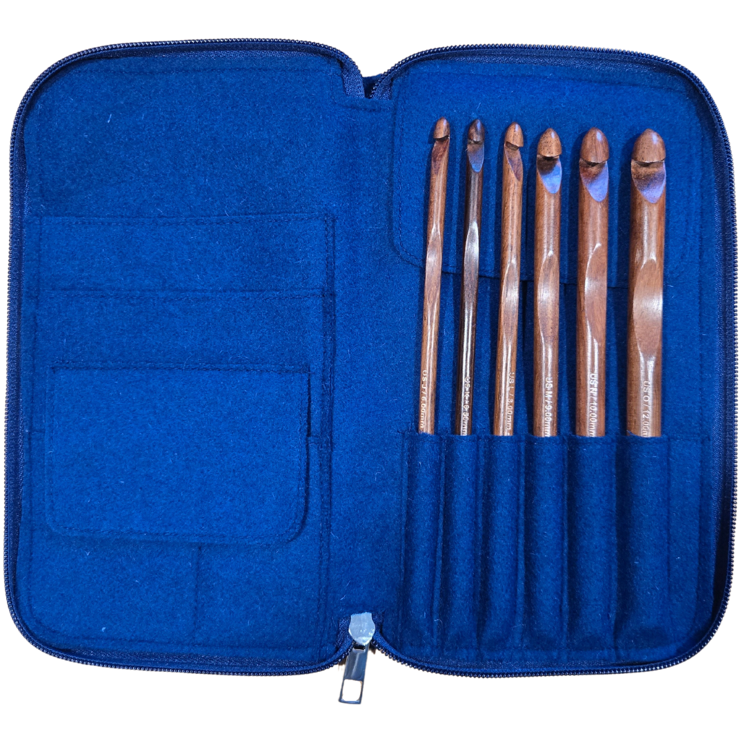 Crochet Hook Set | Rosewood | Sizes J, K, L, M, N, O | w/custom case - Prismatic Fiber Arts