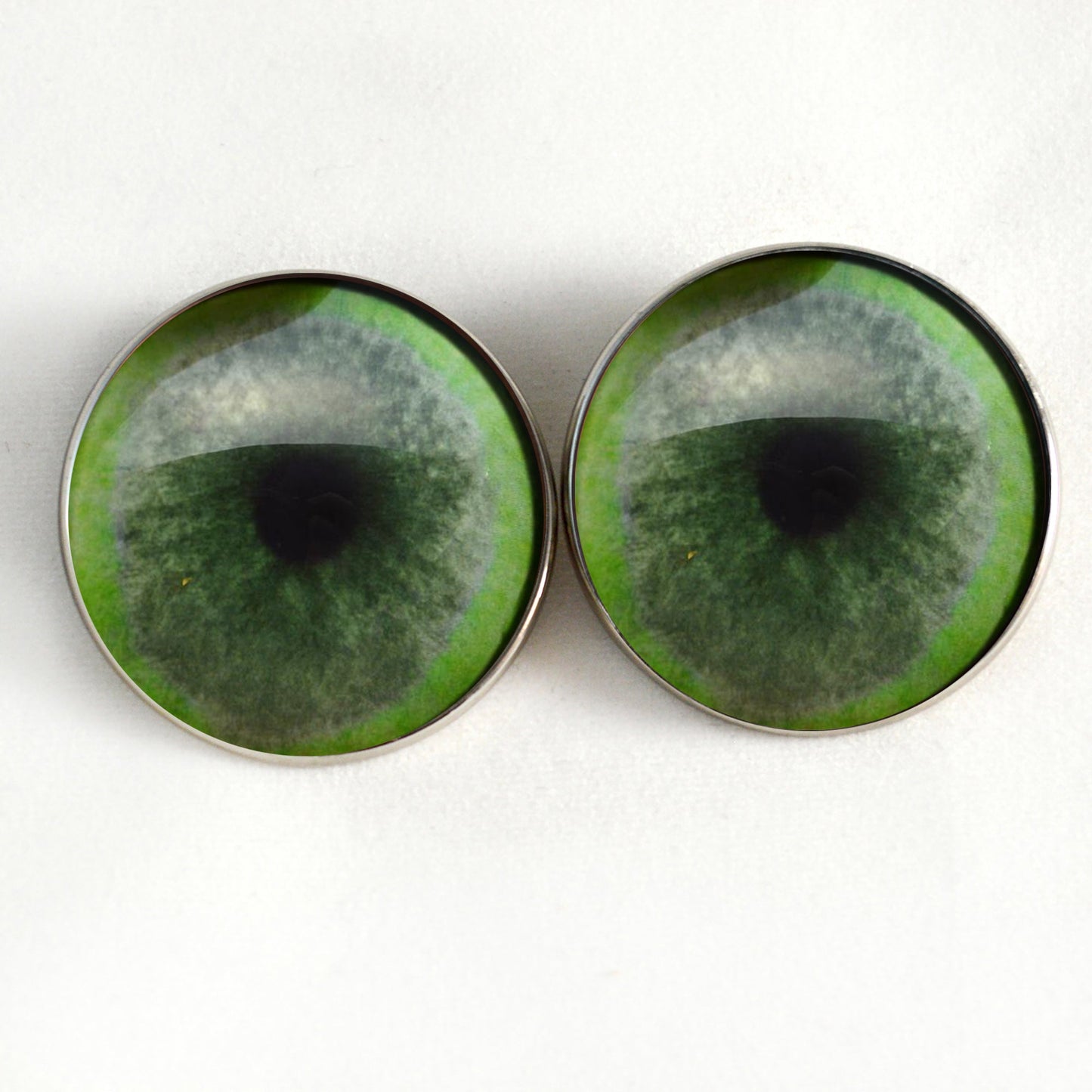 Jade Green Jaguar Inspired Sew-On Button Glass Eyes - Prismatic Fiber Arts