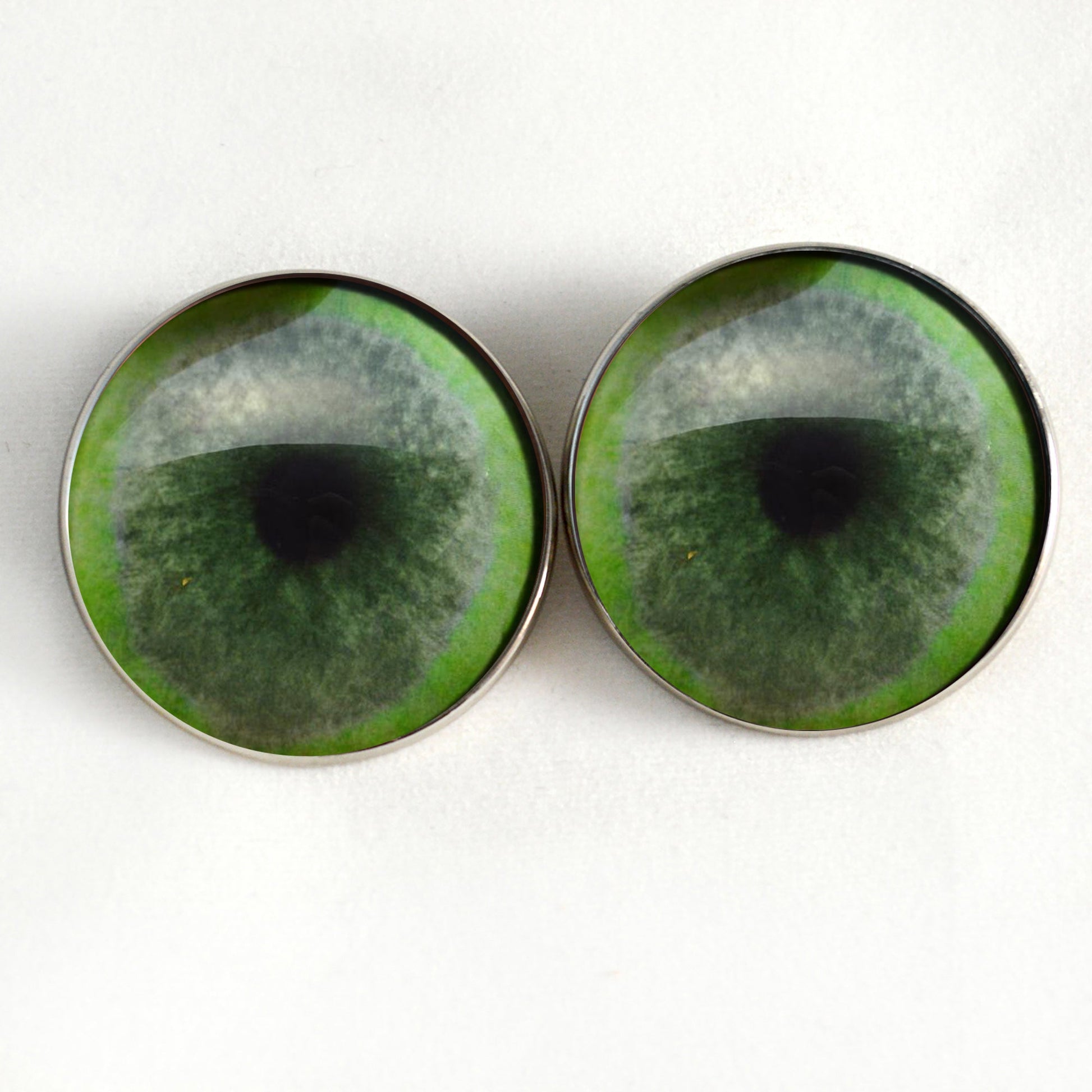 Jade Green Jaguar Inspired Sew-On Button Glass Eyes - Prismatic Fiber Arts