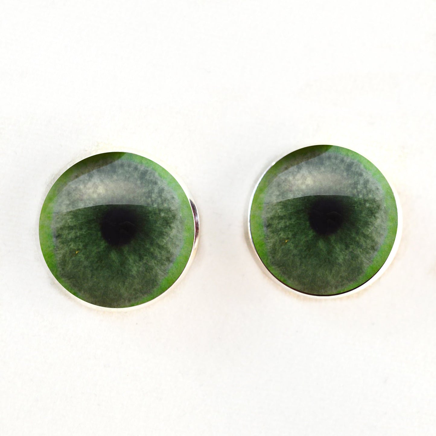 Jade Green Jaguar Inspired Sew-On Button Glass Eyes - Prismatic Fiber Arts