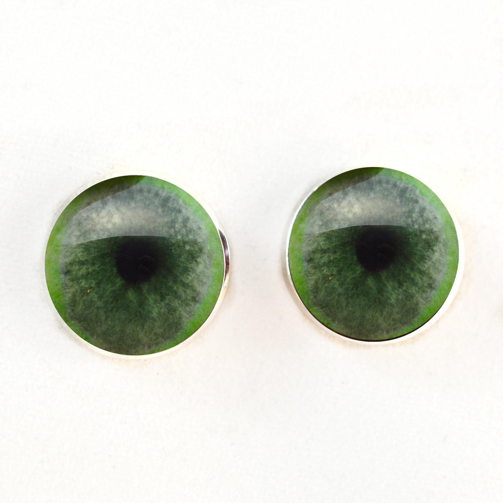 Jade Green Jaguar Inspired Sew-On Button Glass Eyes - Prismatic Fiber Arts