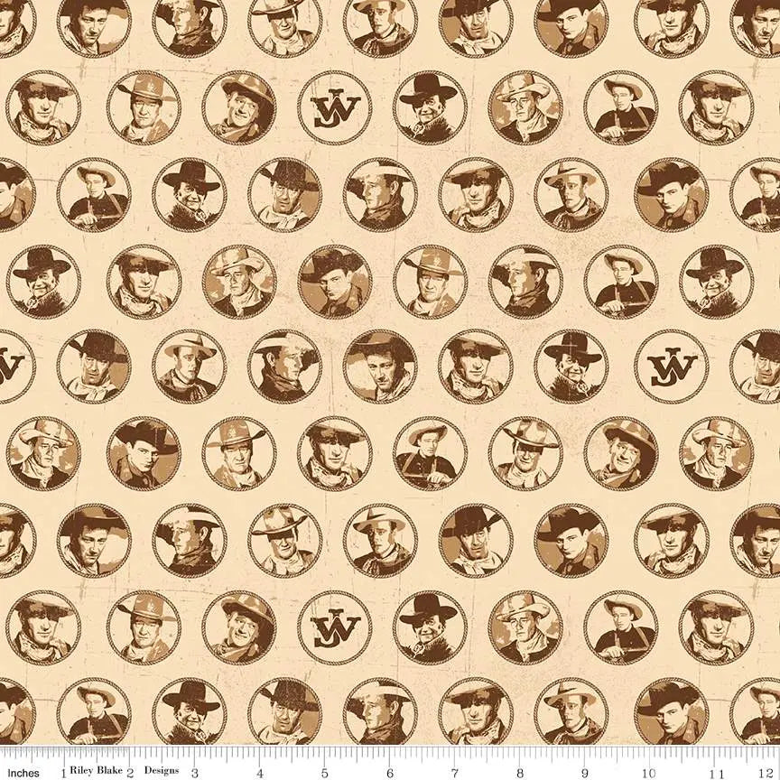 John Wayne American West Circles Cream 43"/44" Fabric Per Yard - Prismatic Fiber Arts