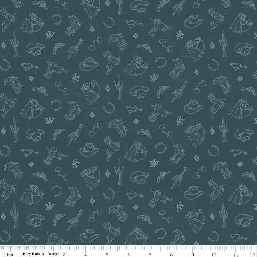 John Wayne American West Icons Navy 43"/44" Fabric Per Yard - Prismatic Fiber Arts
