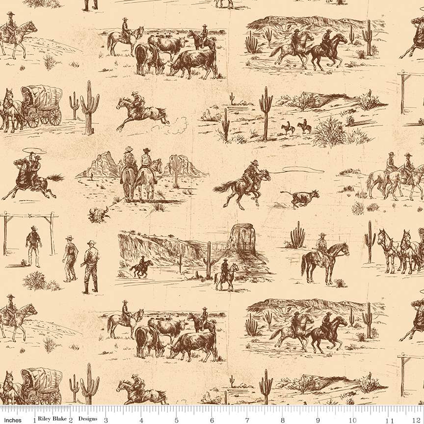 John Wayne American West Main Cream 43"/44" Fabric Per Yard - Prismatic Fiber Arts