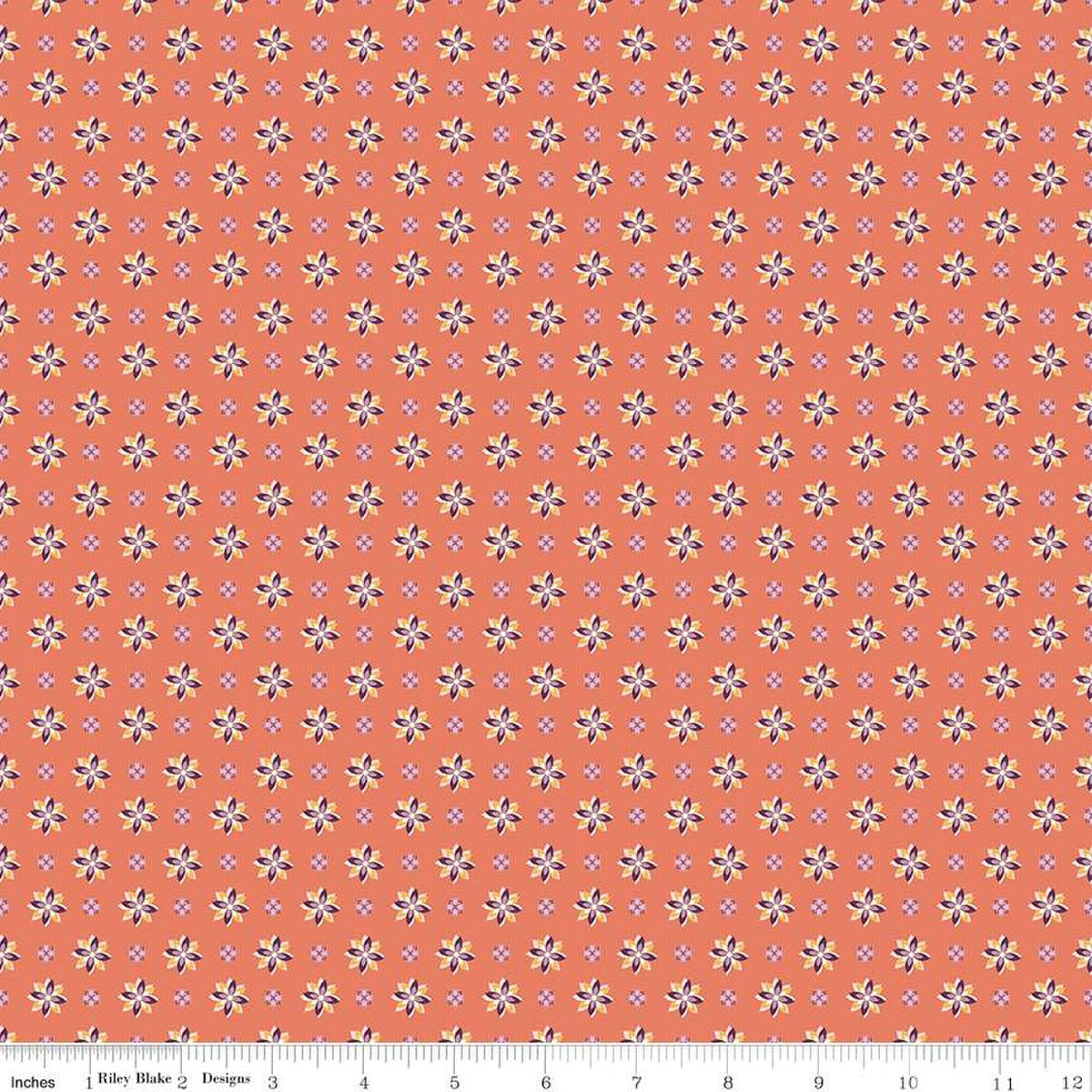 Juju's Petals Calico Orange Cotton 43"/44" Fabric Per Yard - Prismatic Fiber Arts