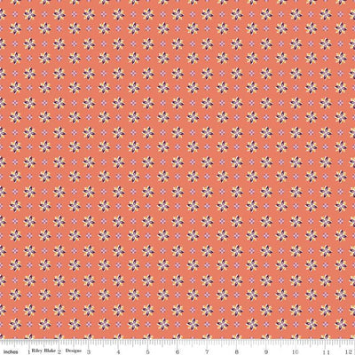 Juju's Petals Calico Orange Cotton 43"/44" Fabric Per Yard - Prismatic Fiber Arts
