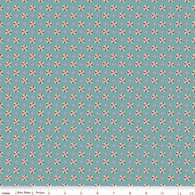 Juju's Petals Calico Teal Cotton 43"/44" Fabric Per Yard - Prismatic Fiber Arts