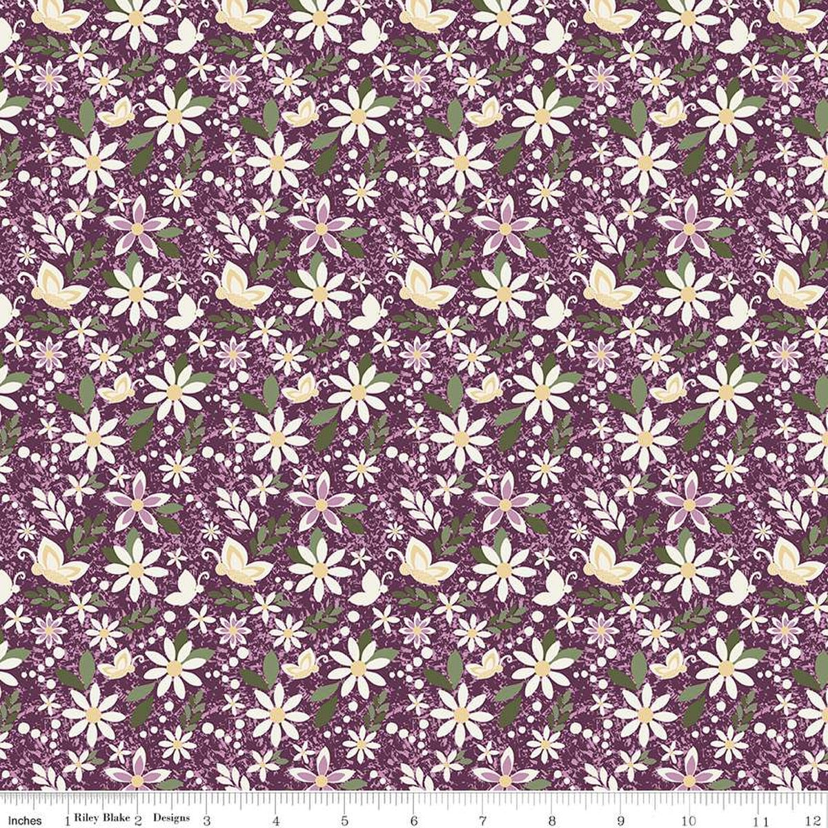 Juju's Petals Dance Purple Cotton 43"/44" Fabric Per Yard - Prismatic Fiber Arts