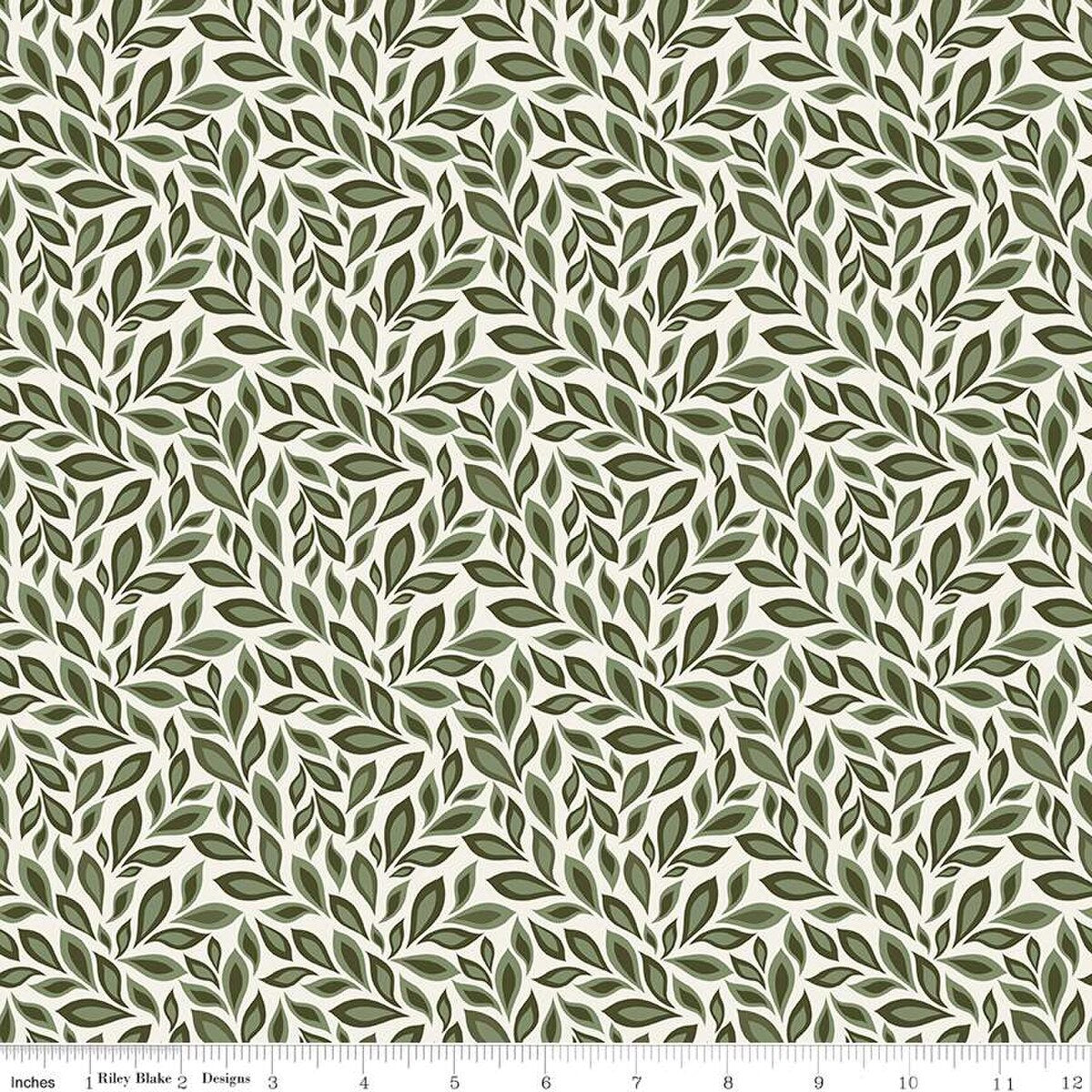 Juju's Petals Leaves Cream Cotton 43"/44" Fabric Per Yard - Prismatic Fiber Arts