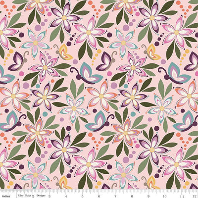 Juju's Petals Main Pink Cotton 43"/44" Fabric Per Yard - Prismatic Fiber Arts