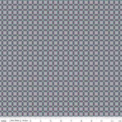 Juju's Petals Mosaic Teal Cotton 43"/44" Fabric Per Yard - Prismatic Fiber Arts