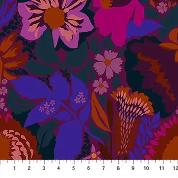 Jumpstart Multi Purple Floral Cotton Wideback Fabric per yard - Prismatic Fiber Arts