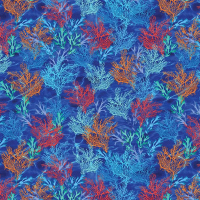 Blue Coral Reef Cotton Wideback Fabric per yard - Prismatic Fiber Arts