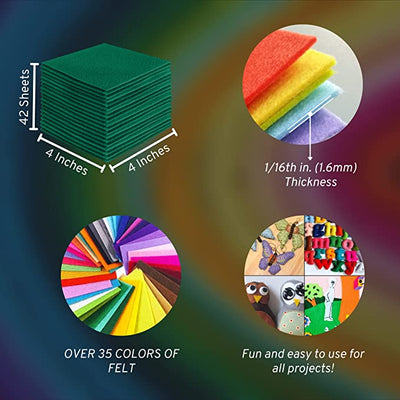 FabricLA Acrylic Felt Craft Sheet Packs – Kelly Green | Soft 100% Acrylic Felt Sheets for DIY & Crafts - Prismatic Fiber Arts