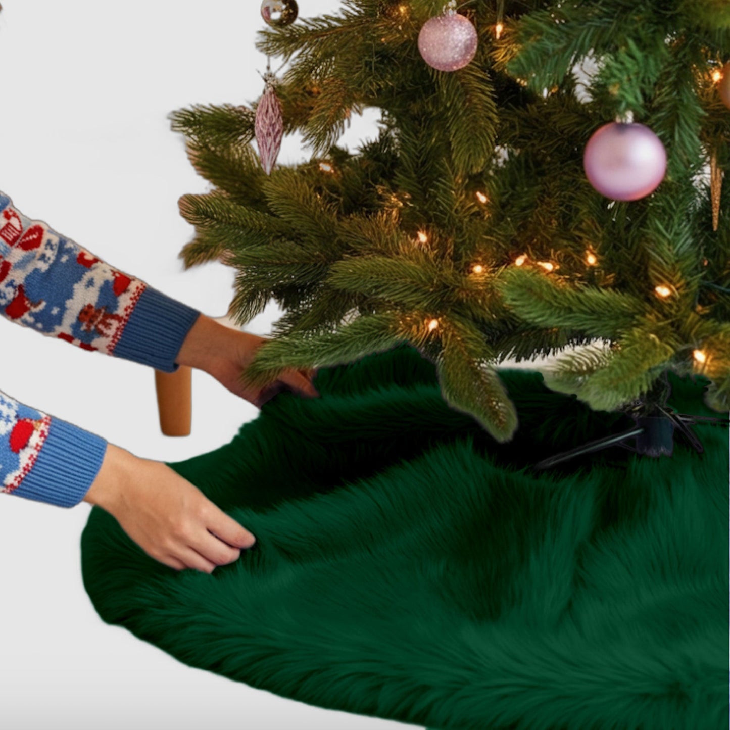Premium Faux Fur Christmas Tree Skirt - 36 Inch | Luxurious Holiday Decorations - Prismatic Fiber Arts