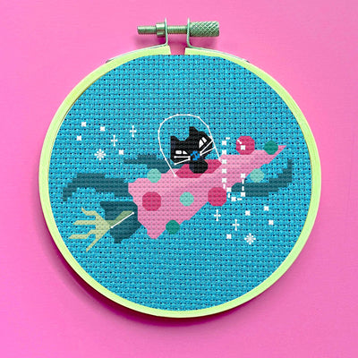 Rocket Kitty by Fluff Counted Cross Stitch Kit - Prismatic Fiber Arts