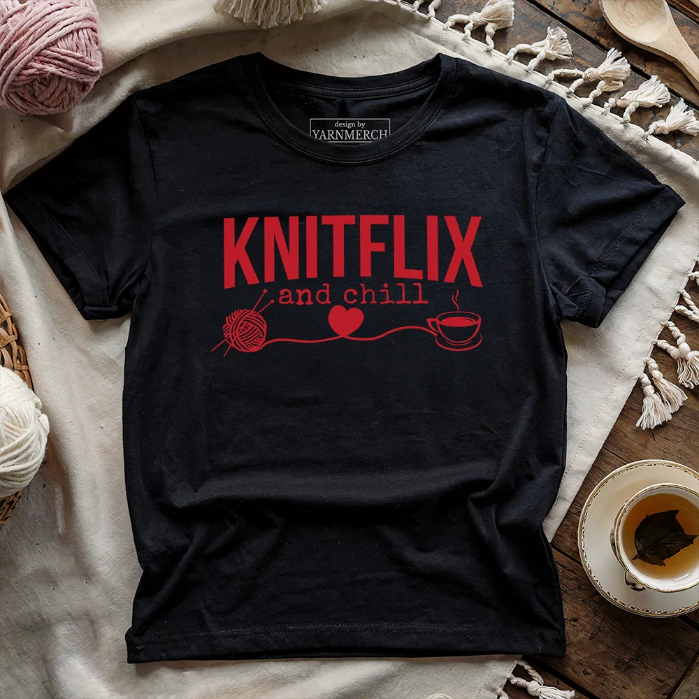 Knitflix And Chill T-shirt - Prismatic Fiber Arts