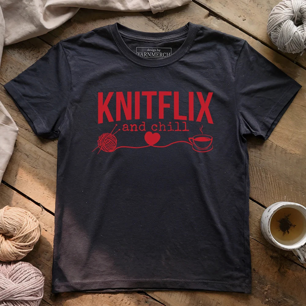 Knitflix And Chill T-shirt - Prismatic Fiber Arts