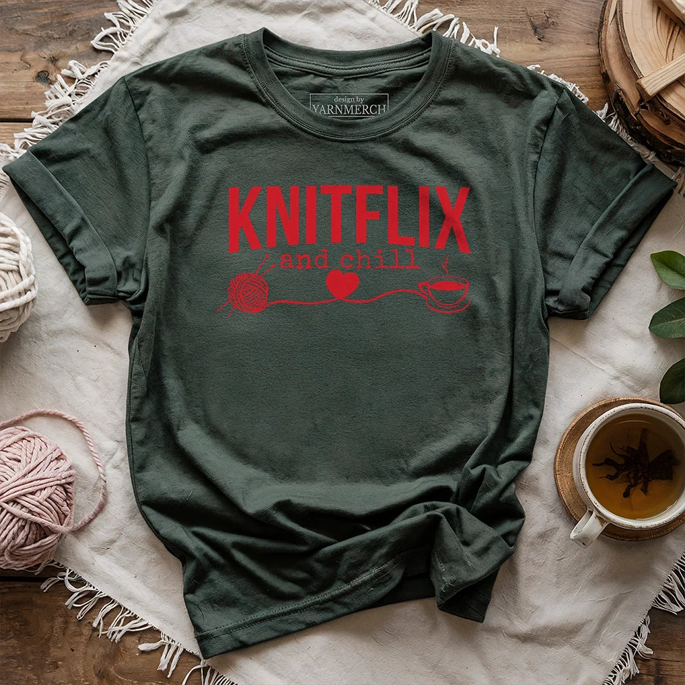 Knitflix And Chill T-shirt - Prismatic Fiber Arts