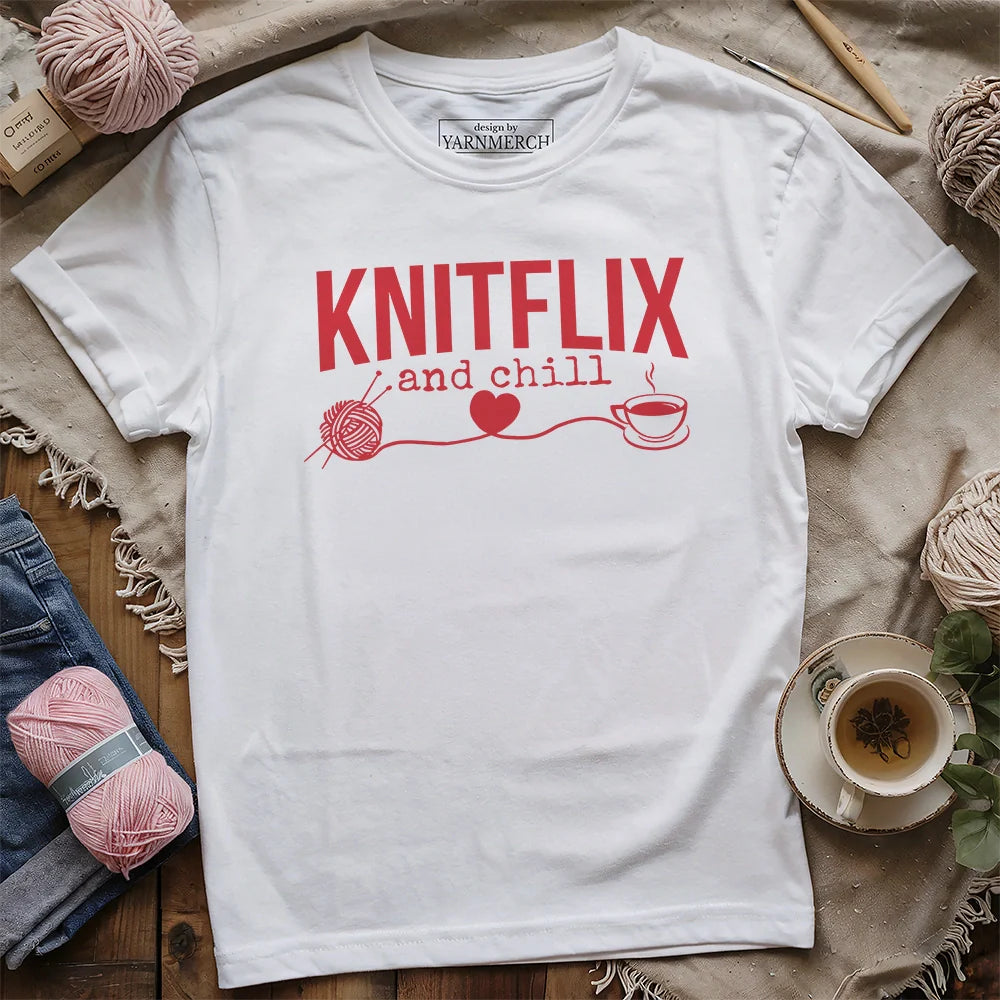 Knitflix And Chill T-shirt - Prismatic Fiber Arts