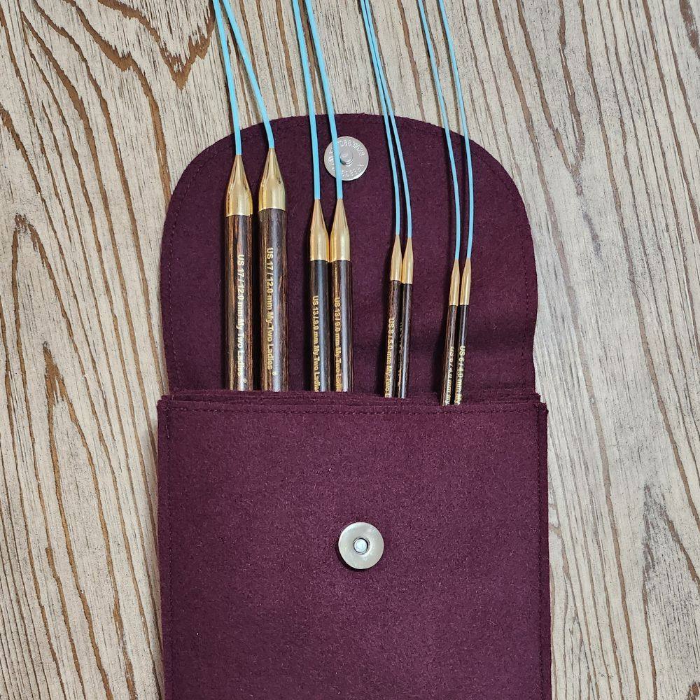 Blue Silk | Sampler Set | Adjustable Knitting Needles | 4 Sizes | US6, US8, US13, US17 | w/custom case - Prismatic Fiber Arts