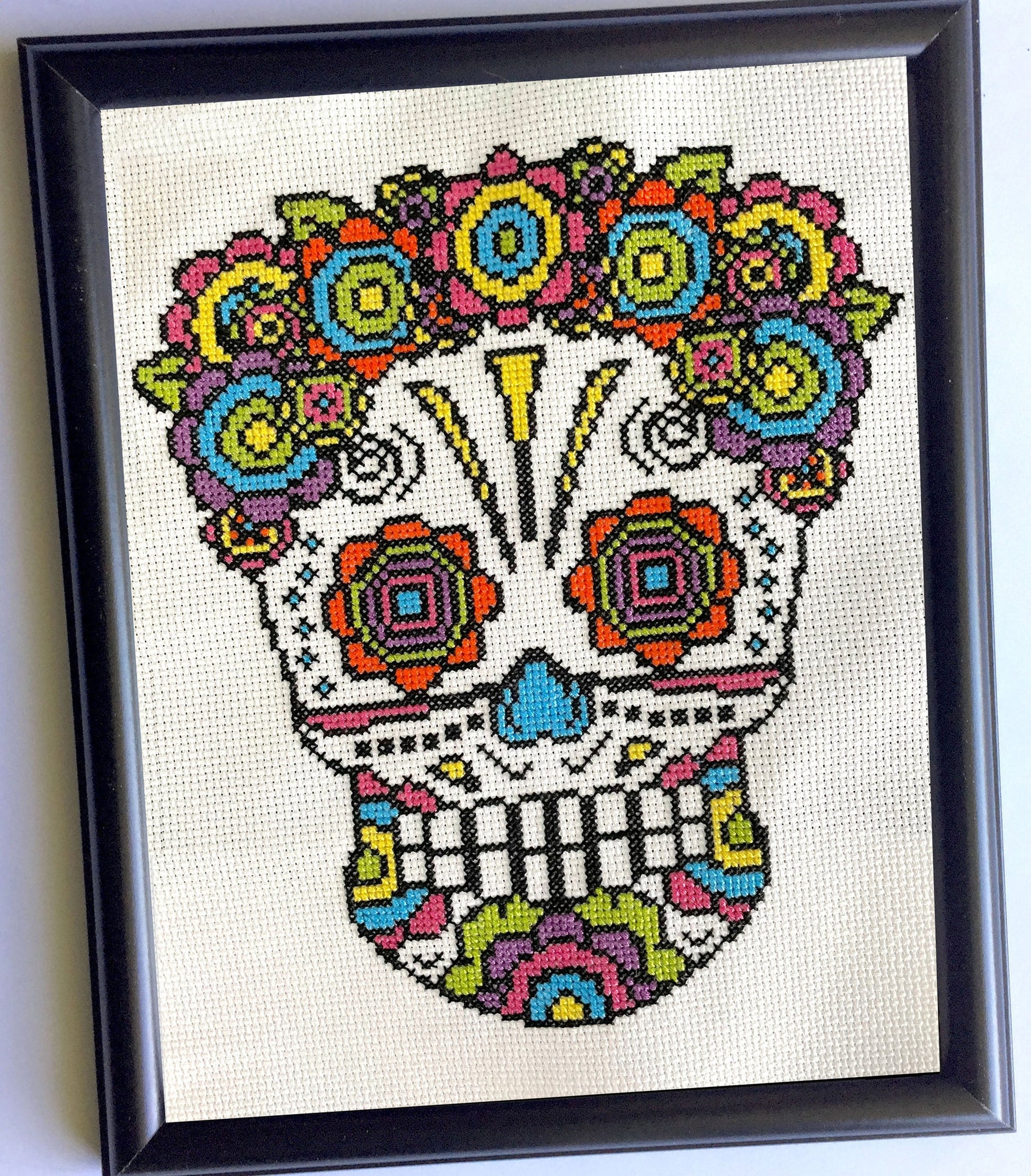 Floral Sugar Skull 8 x 10 Counted Cross Stitch DIY KIT Intermediate - Prismatic Fiber Arts