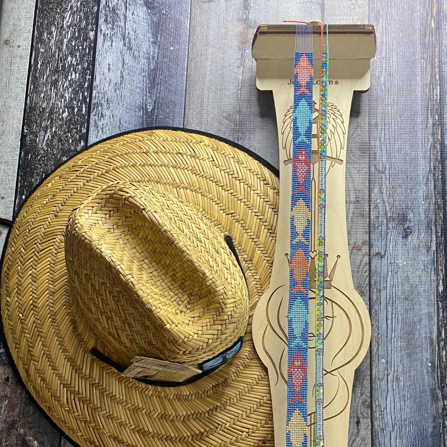 Jewel Loom Upright Wood Long Bead Loom 4" x 25" Perfect for Beaded Hatband Pattern - Prismatic Fiber Arts