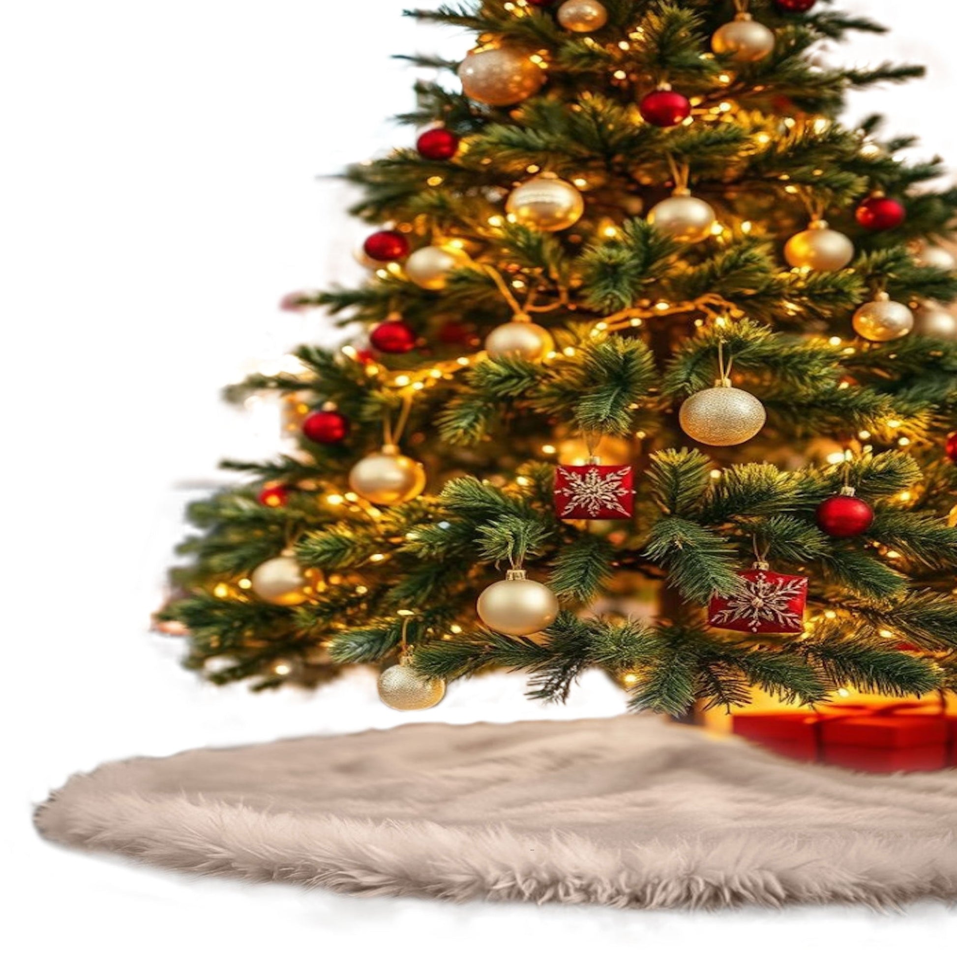 Premium Faux Fur Christmas Tree Skirt - 36 Inch | Luxurious Holiday Decorations - Prismatic Fiber Arts